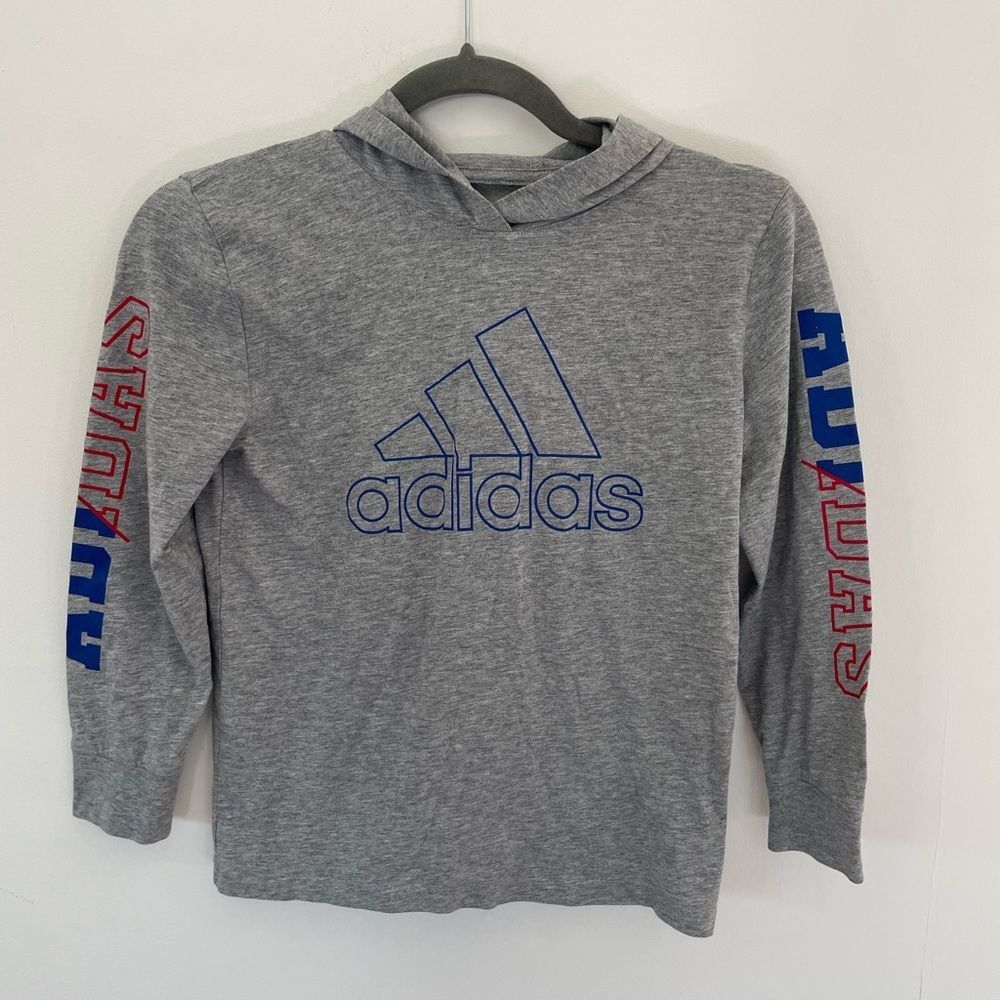 Adidas Kids Gray Long Sleeve Hoodie small (8)
